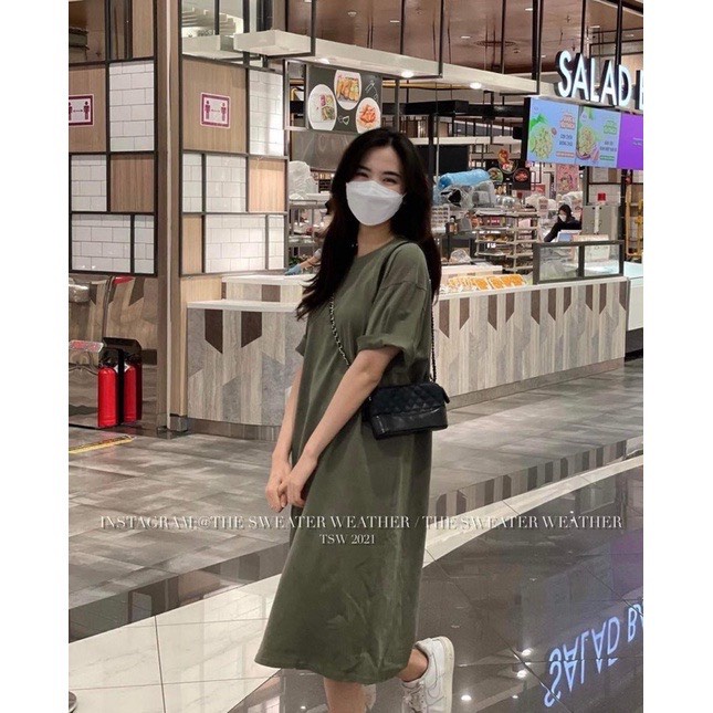 Đầm suông dài tay lỡ, váy suông dáng dài tay nữ cổ tròn, form rộng thoải mái | BigBuy360 - bigbuy360.vn