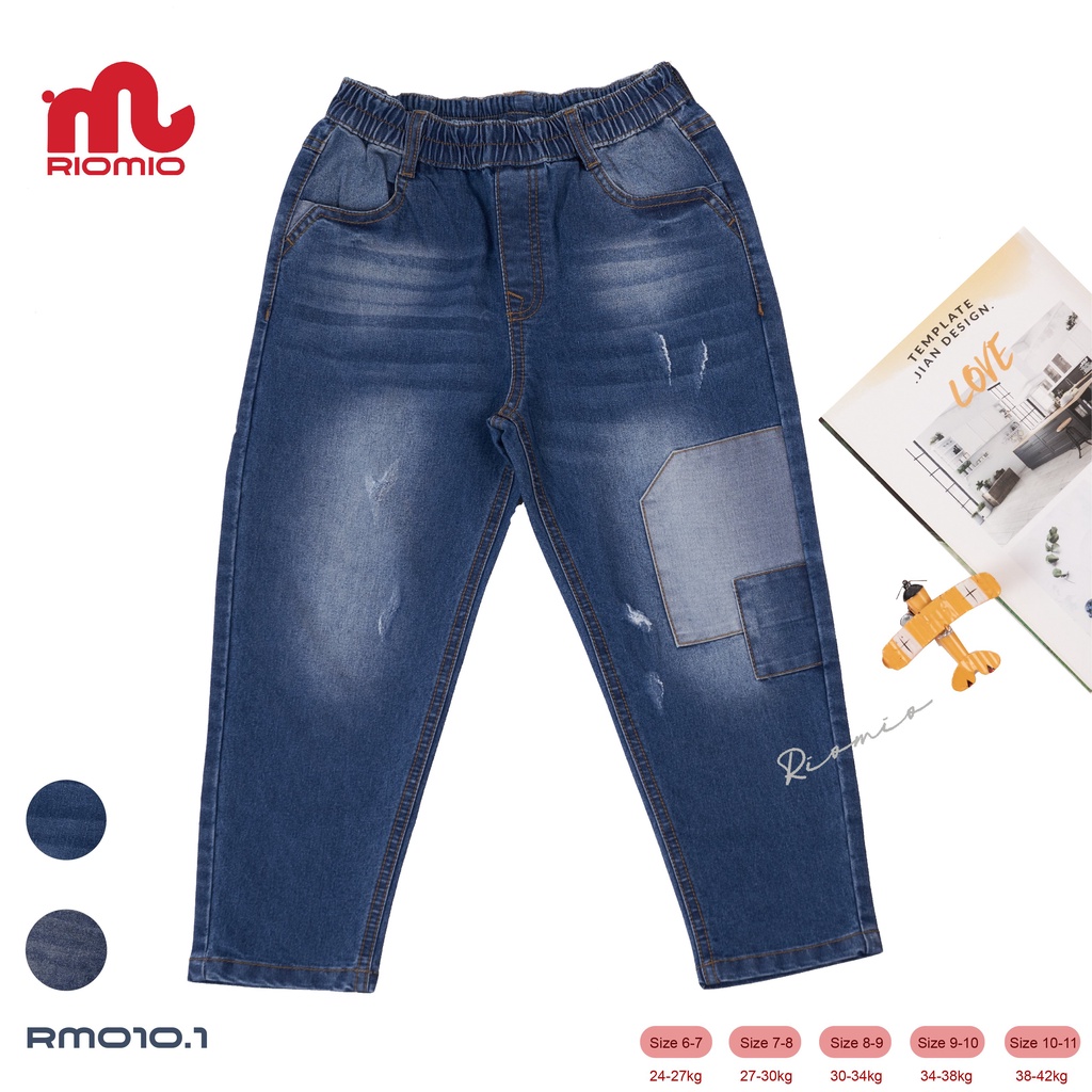 Quần Jean bé trai RIOMIO ống suông chất liệu Denim Cotton thoải mái - RM010