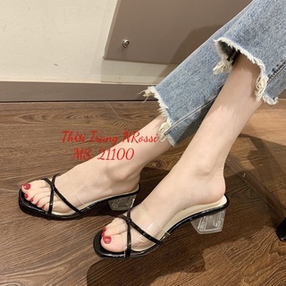 Dép bản ngang quai trong gót vuông 5cm size lớn 40 41 42 43 44