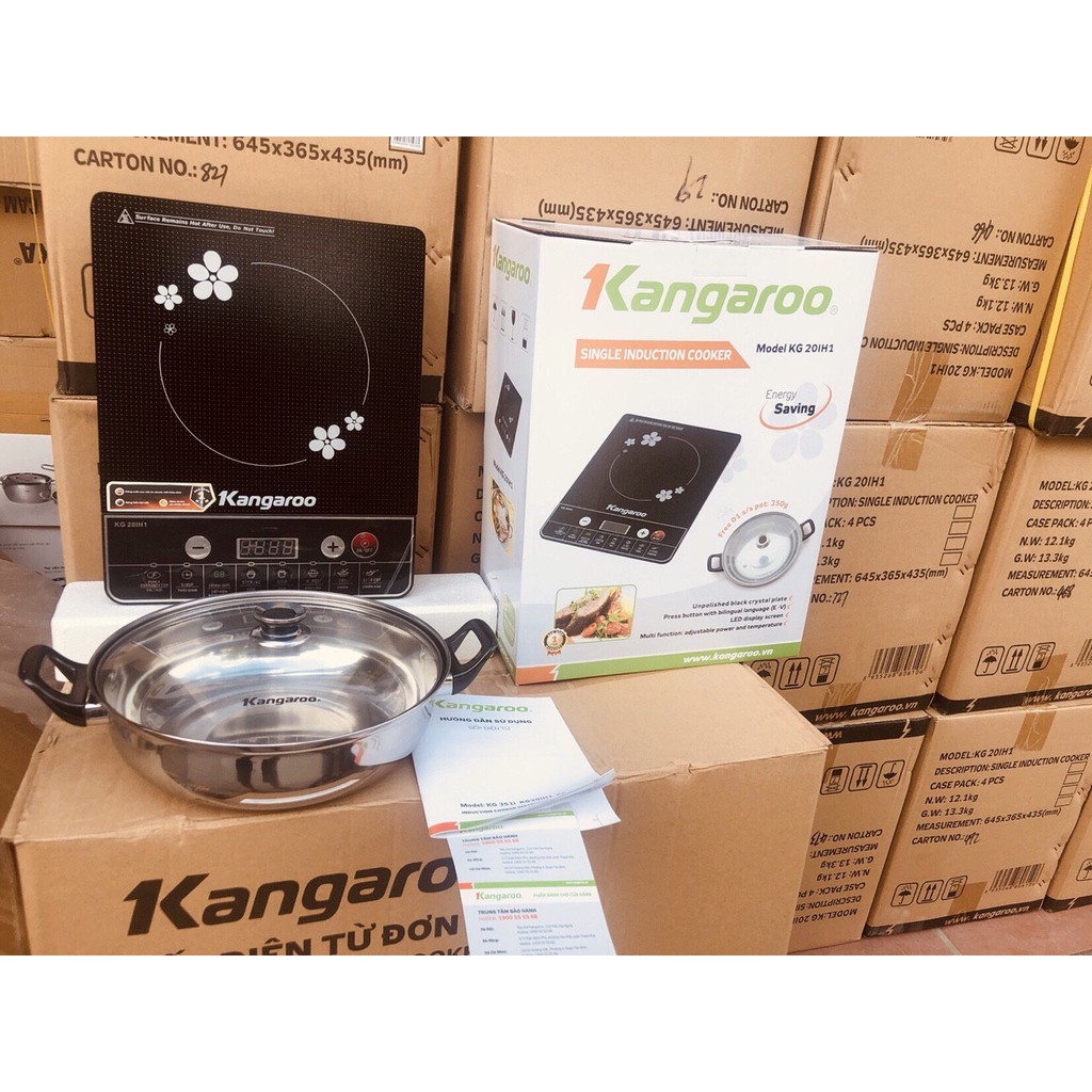 Bếp từ đơn phím cơ Kangaroo KG 20IH1 công suất 2000W tặng kèm nồi