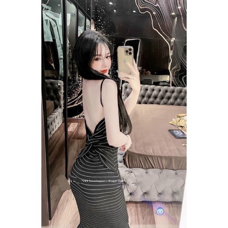 ĐẦM BODY 2 DÂY KẺ CÓ MÚT NGỰC