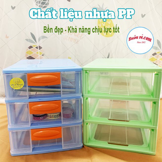 Tủ nhựa mini 3 tầng Việt Nhật (MS: 3683) -Tủ mini để bàn đựng mỹ phẩm, đồ dùng đa năng -br 01352