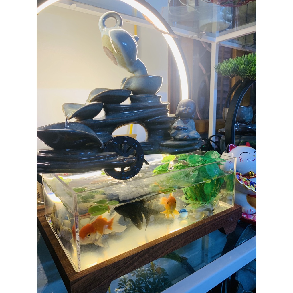 thác nước phong thủy bể cá. bể cá tiểu cảnh . thác phong thủy. bể cá mini. bể cá phong thủy hương trầm tự nhiên.