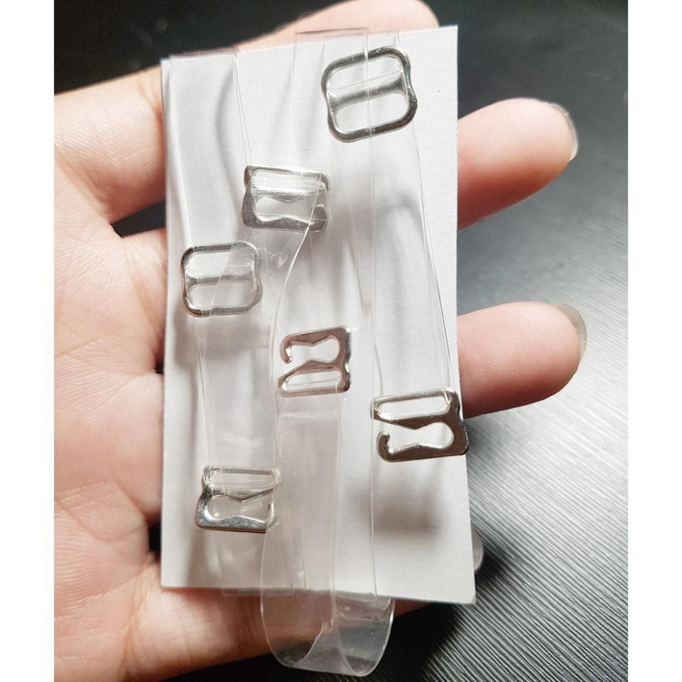 Combo 2 Dây áo trong suốt- dây sợi phở bảng 1cm. Chốt gài bằng inox