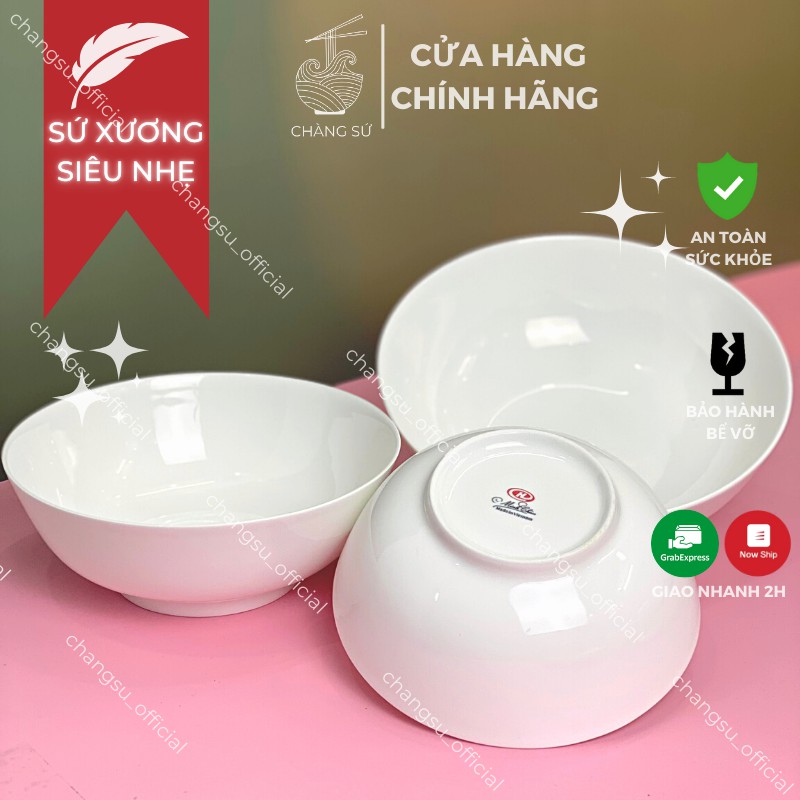 Bát tô canh trắng trơn sứ siêu nhẹ - Sứ xương siêu nhẹ Minh Châu - Vỡ 1 đổi 1