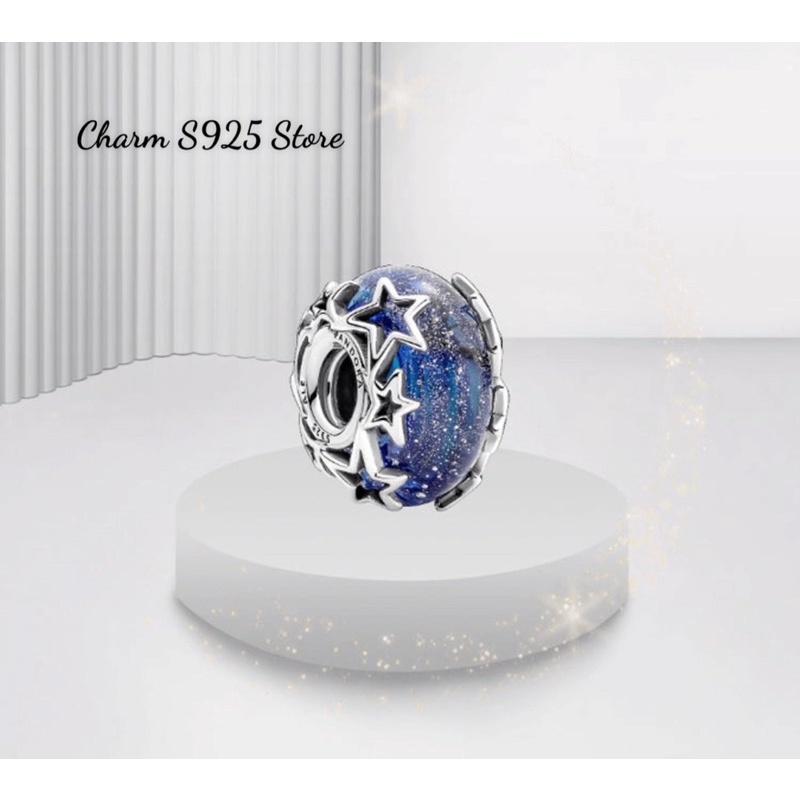 Charm pan glass galaxy ốp ngôi sao bạc s925 cao cấp