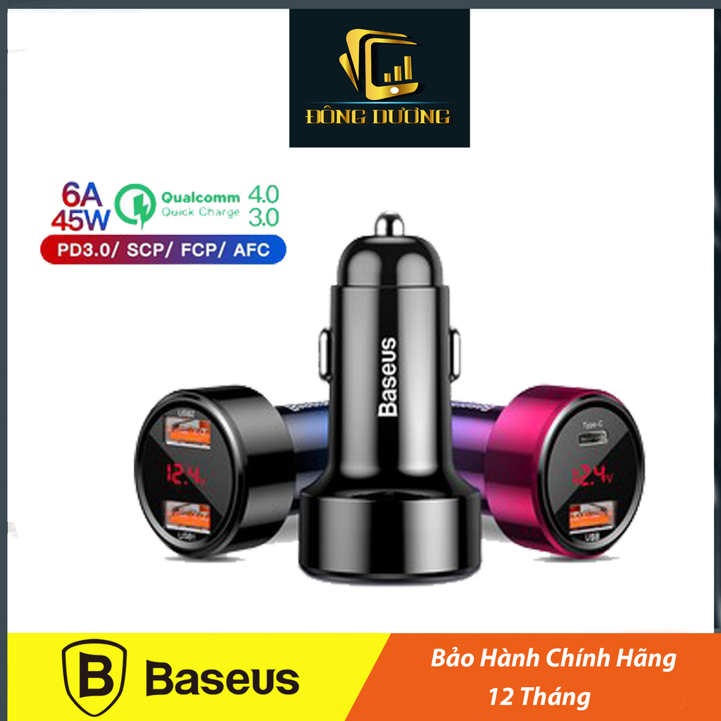 Tẩu Sạc oto Nhanh Đa năng dùng cho xe hơi Baseus Magic Series Quick Charge (45W, LED Display, PD QC 3.0 PPS SCP AFC)