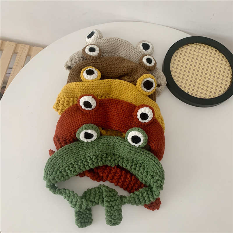 Mũ Len Dệt Kim Thời Trang Thu Đông Hình Chú Ếch Dễ Thương 22096