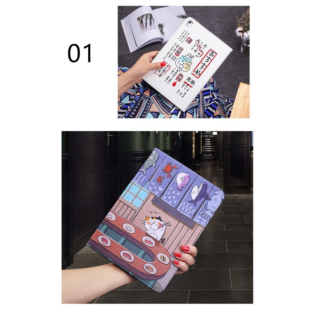 Bao da máy tính bảng nắp lật in hình mèo dễ thương cho IPad 9.7 Air2 Mini 234 2017/2018