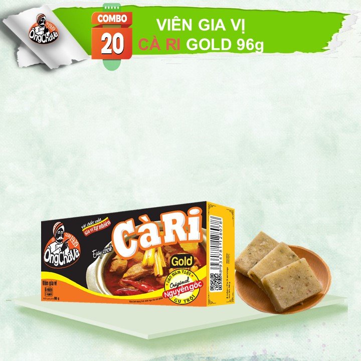 Combo 20 Hộp Viên Gia Vị Cà Ri Gold 96g Ông Chà Và (Nguyên Lốc)