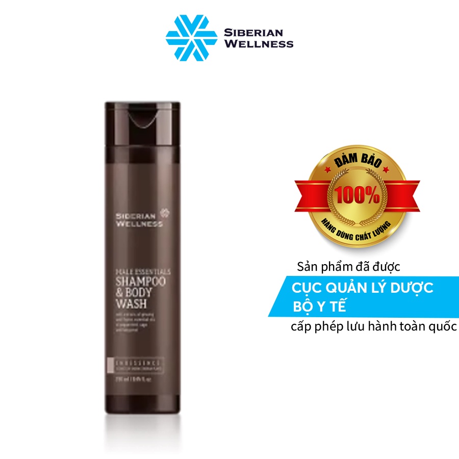 Dầu tắm gội dành cho nam giới - SIBERIAN WELLNESS Male Essentials Shampoo &amp; Body Wash