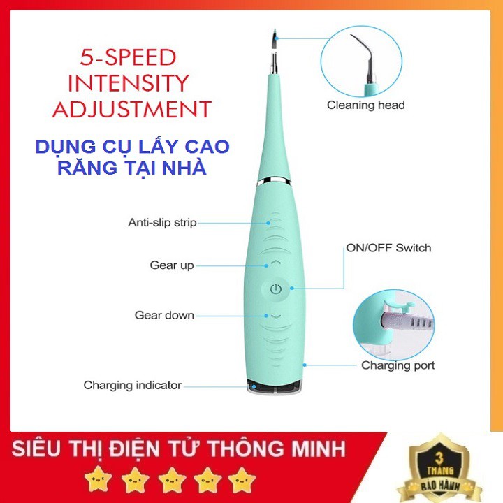 Dụng Cụ Lấy Cao Răng, Máy Láy Cao Răng Cầm Tay Mini 3 Chế Độ Rung - Loại Sạch Mảng Bám Cao Răng