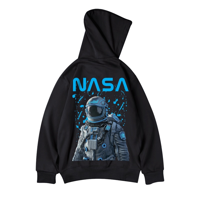 Áo hoodie mặc ngoài dáng rộng in họa tiết NASA phi hành gia size lớn M-5XL thời trang thu đông dành cho nam
