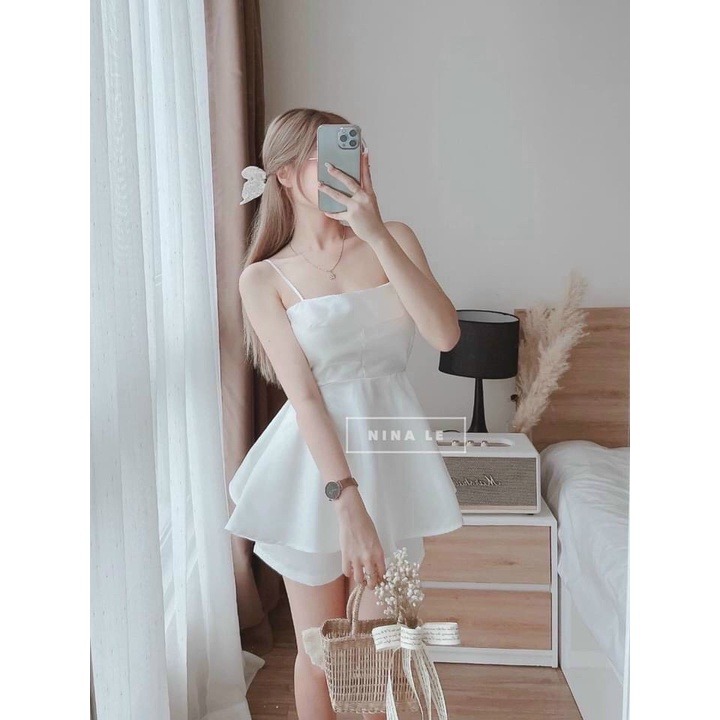 Sét bộ đồ nữ umi 2 dây có mút ngực khóa kéo sau dáng bánh bèo tôn dáng trẻ trung sang trọng thanh lịch siêu xinh
