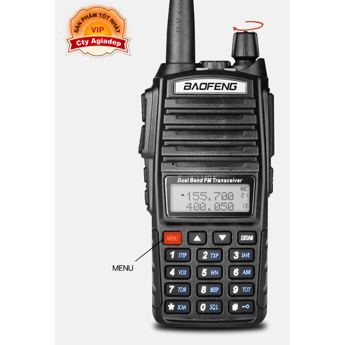 COMBO 2 Bộ đàm hàng hiệu Baofeng nổi tiếng, có bàn phím, nghe gọi tiện lợi V82 - Tặng 2 tai nghe chính hãng