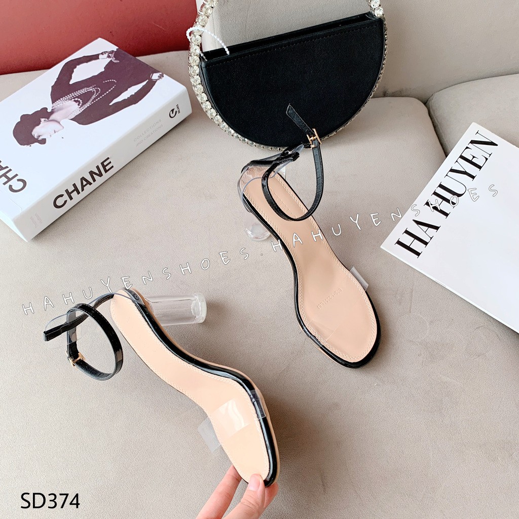 Sandal nữ HHS quai trong bọc gót gót tròn trong 7 phân Hà Huyền Shoes - SD374