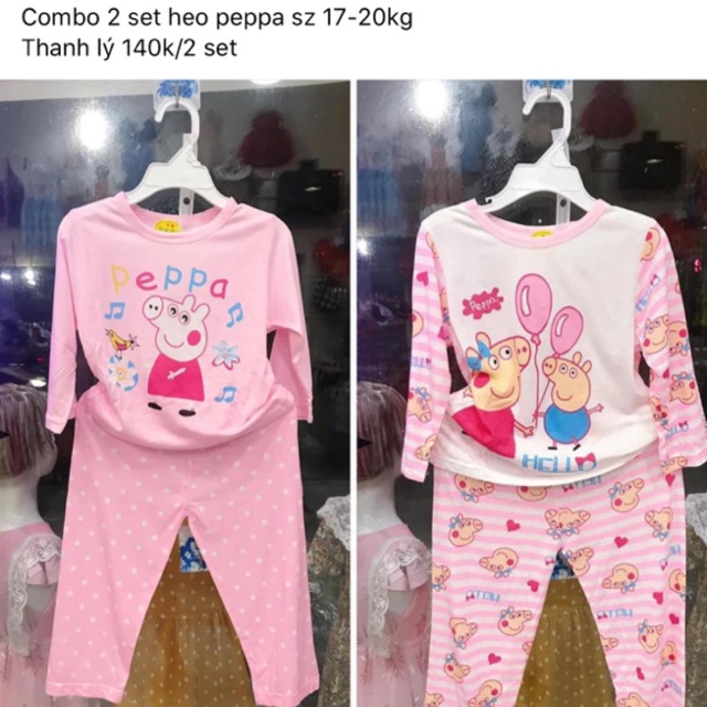 Bộ tay dài heo peppa bé gái