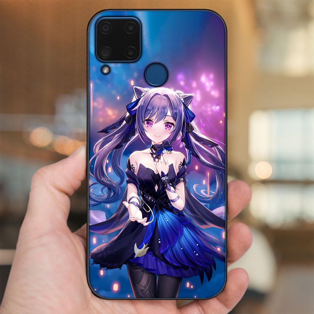 Ốp lưng Realme C15 viền đen in hình Keqing Genshin Impact