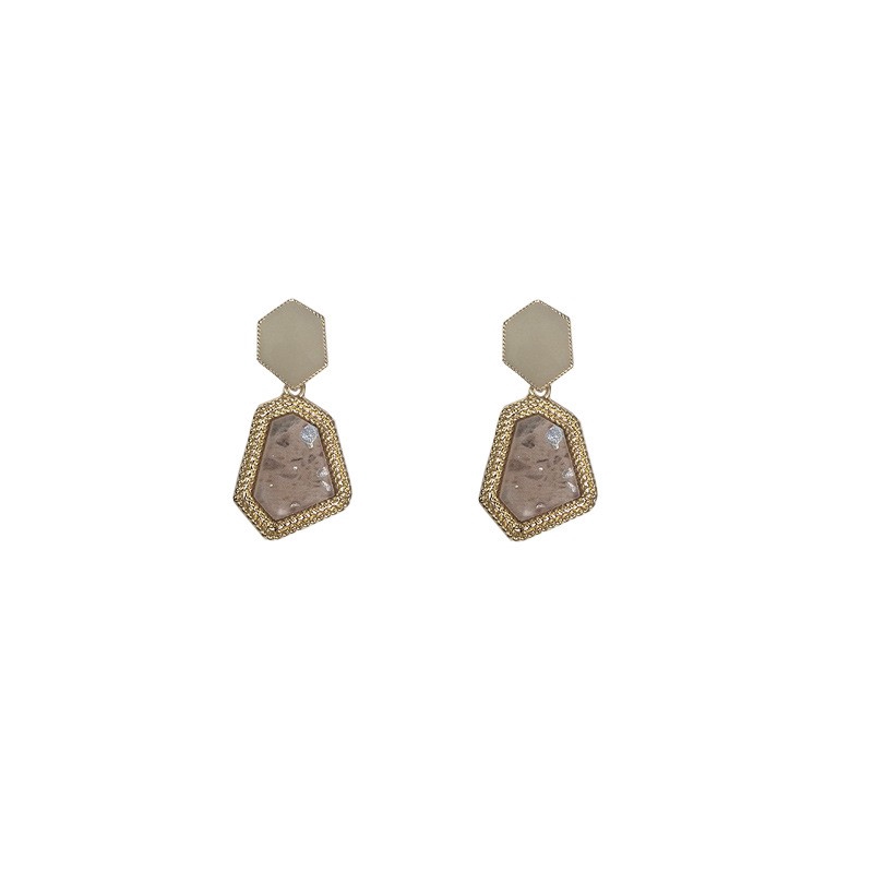 Enamel Stone Geometric Mental Drop Earring Girl Ins