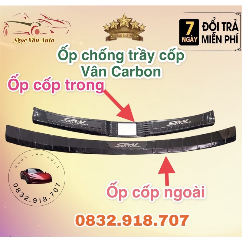 Ốp chống trầy cốp Honda CRV 2018 - 2022 - Vân Carbon cao cấp