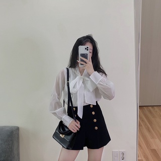 Áo sơ mi voan cổ nơ 488