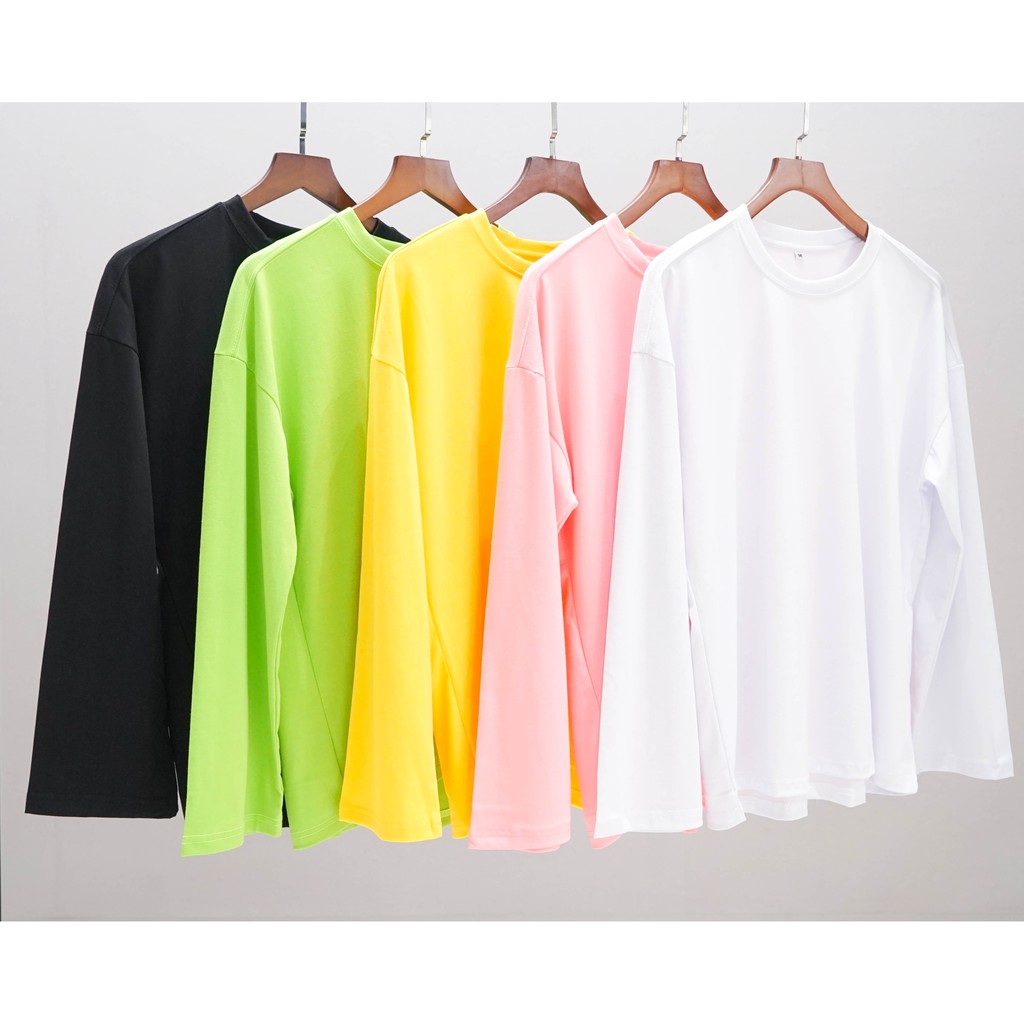 Áo thun dài tay trơn Unisex form rộng basic Long sleeve tee 5 màu.