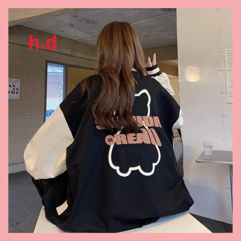Áo Khoác Bomber Jacket Gấu SaTu form thụng nam nữ unisex❤ Chất nỉ form &lt;55kg☘️Áo bóng chày☘️phong cách thể thao Hàn