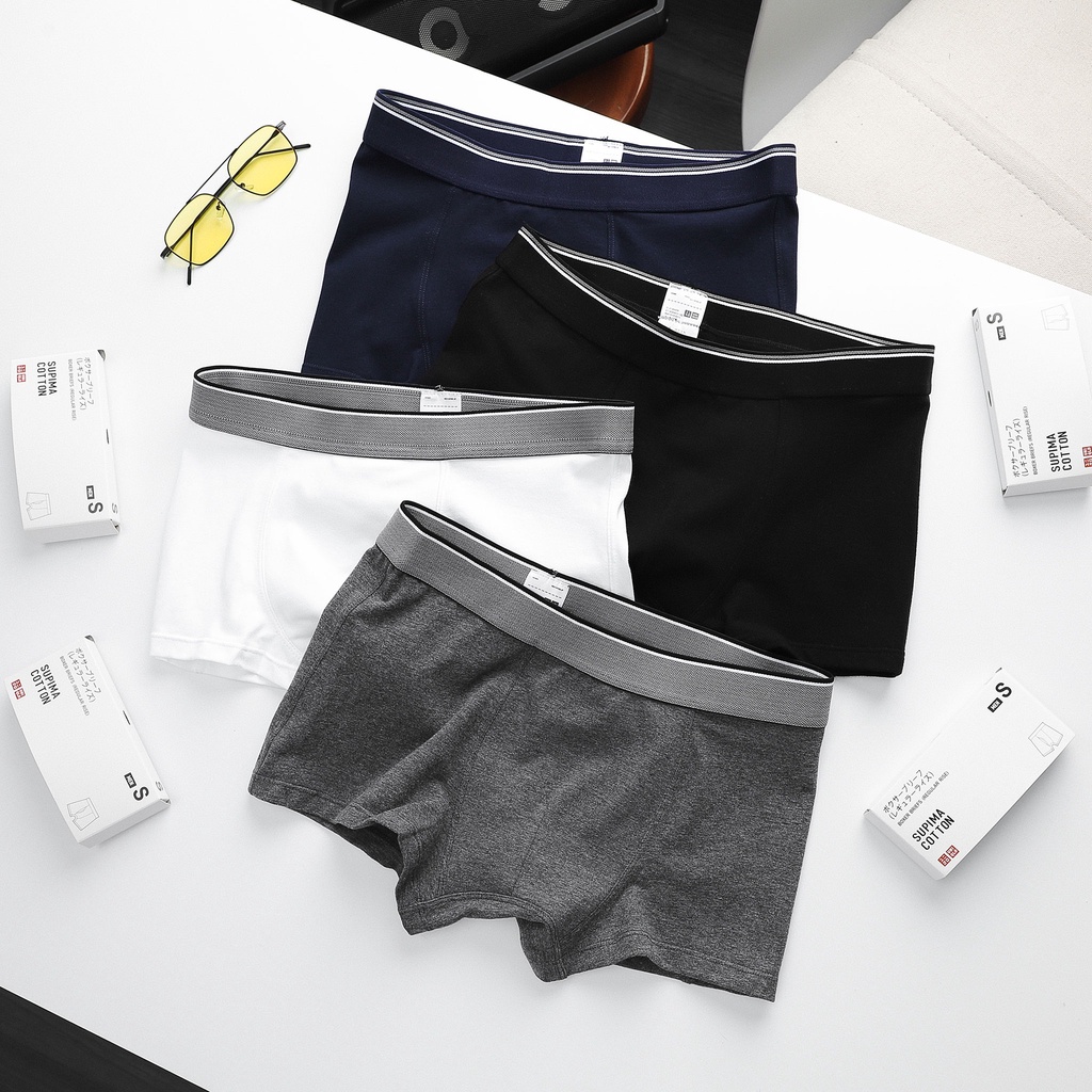 Bộ 5 quần lót nam boxer Uniqlo Đai Sọc mềm mịn mát cực xịn chính hãng