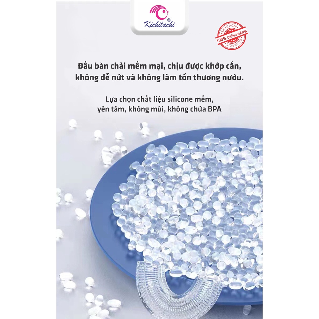 Bàn chải đánh răng cho bé chữ U Kichilachi hình khủng long chất liệu silicon mềm - MINIBOO