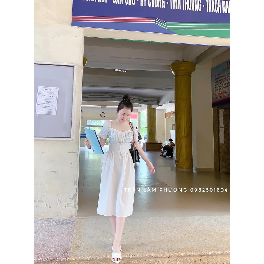 Váy Maxi Cổ Tim Rút Ngực | BigBuy360 - bigbuy360.vn