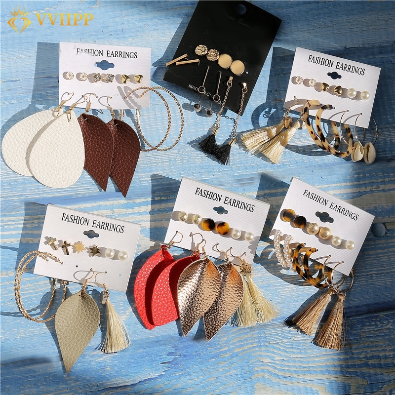 Bộ 6 cặp bông tai nhiều kiểu dáng phong cách Bohemian cho nữ