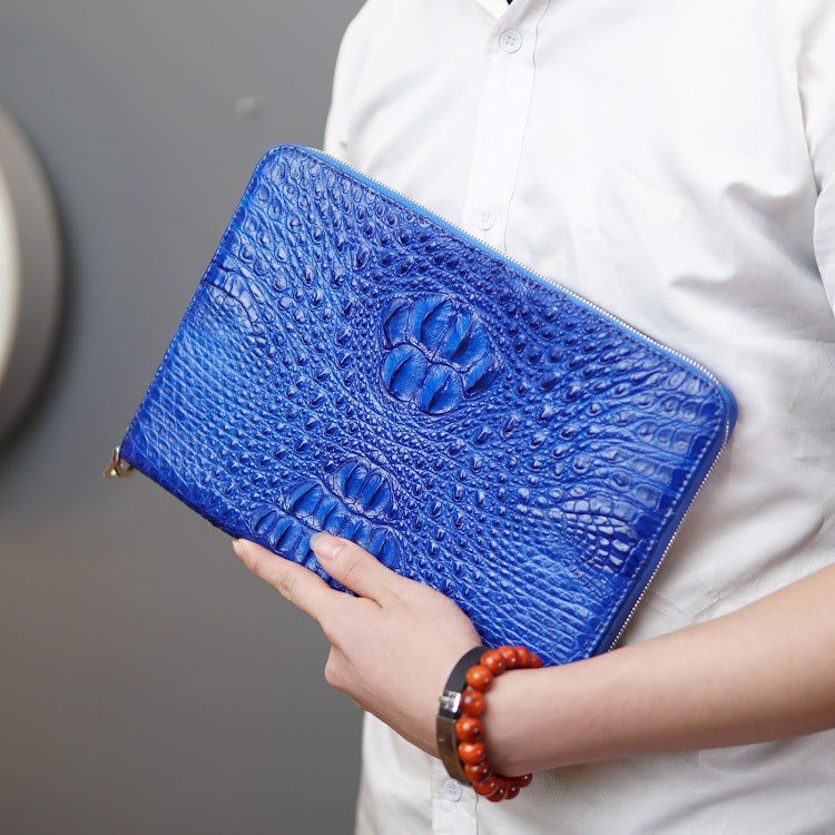 CLUTCH CẦM TAY DA CÁ SẤU CỠ LỚN ĐỰNG VỪA IPAD MỘT KHÓA - NAVY BLUE-932382