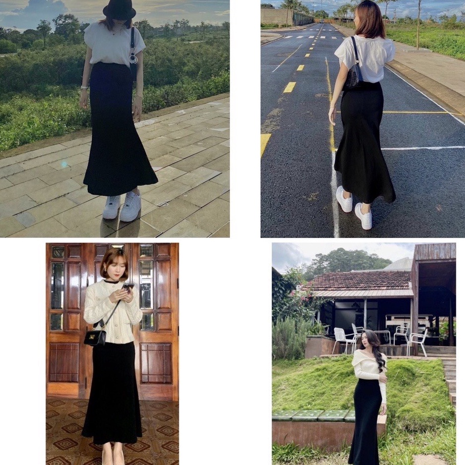 Chân váy nữ đuôi cá len tăm dáng dài Bingshop