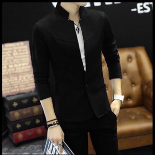 Áo vest nam cổ trụ màu đen không xù lông size m l xl