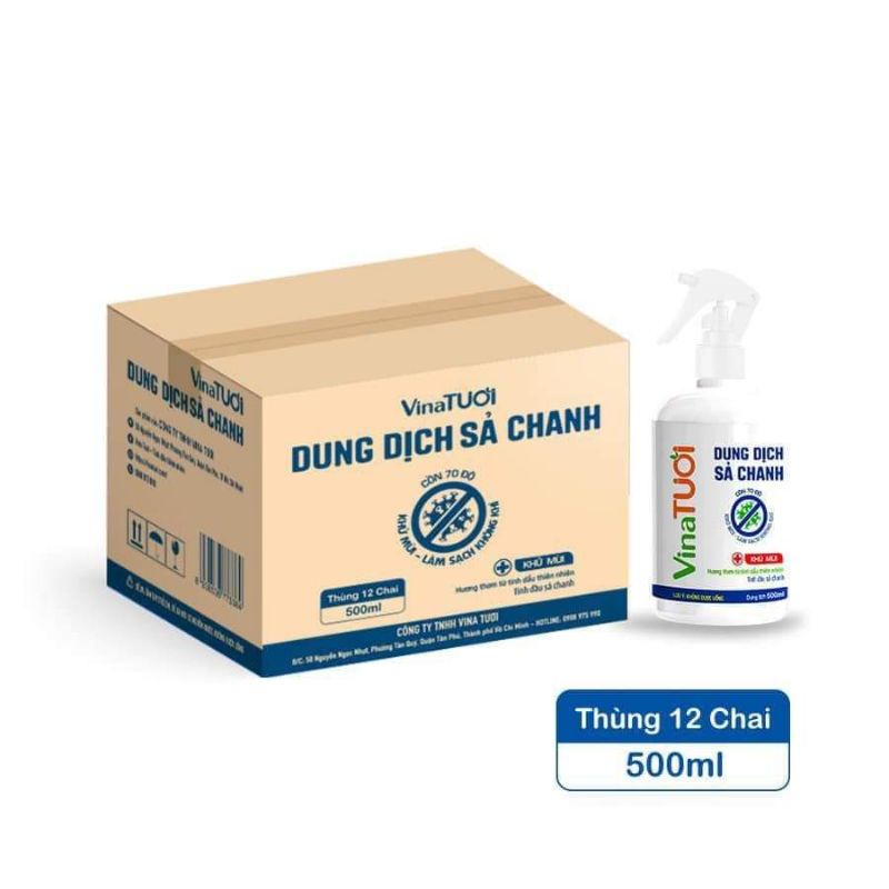 [GIÁ SỈ THÙNG] Xịt Sát Khuẩn, Dung Dịch Sả Chanh Vina Tươi - Thùng 100ml, 500ml