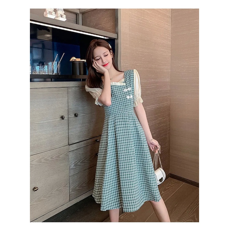 đầm bigsize đầm dự tiệc đầm tay phồng váy bầu mùa hè đầm nữ đầm vintage đầm midi váy nữ xinh đầm caro đầm cổ vuông