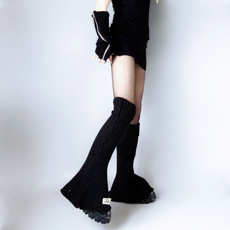 Brroa Vớ Dệt Kim Ống Loe Cao Tới Gối In Chữ Phong Cách Lolita Harajuku Đường Phố Cho Nữ