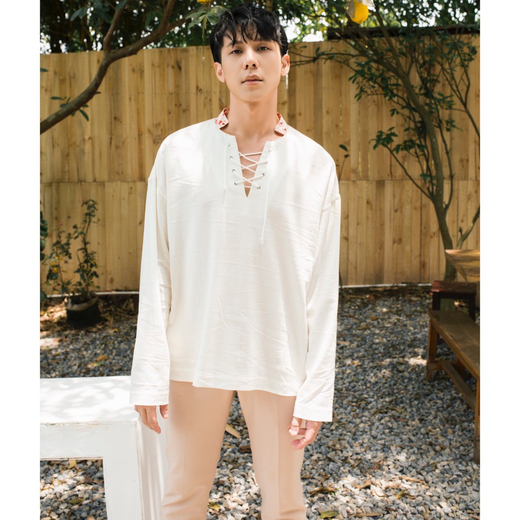Áo sơ mi nam CoupleLADESIGN ⚡FREESHIP⚡ Sơ mi be dài tay Radley Shirt cổ tàu Style Hàn Quốc sang trọng đi tiệc đi biển