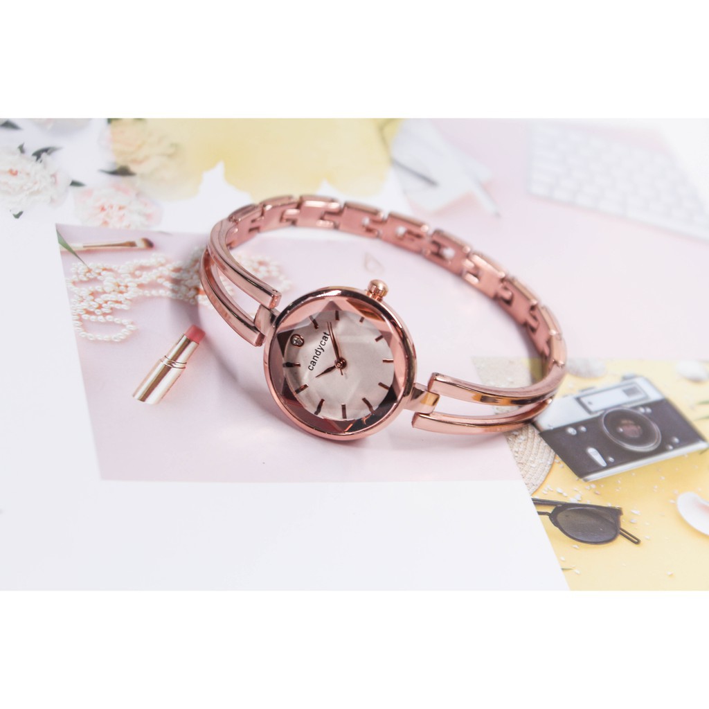 Đồng hồ nữ Candycat 12 dây thép mặt tròn 3D Bán lẻ giá sỉ