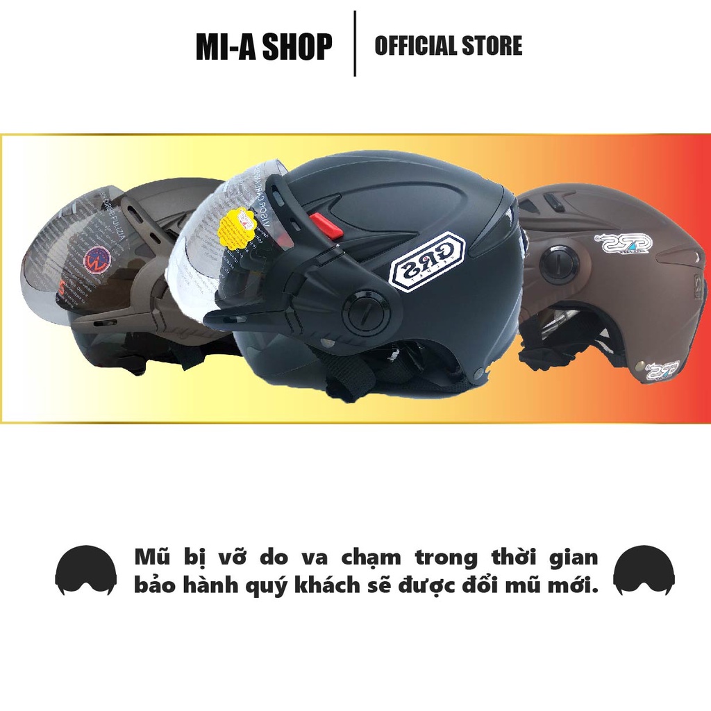 Nón bảo hiểm nửa đầu chính hãng GRS A966K 2 Kính – Vệ sĩ chống tia cực tím,khói,bụi