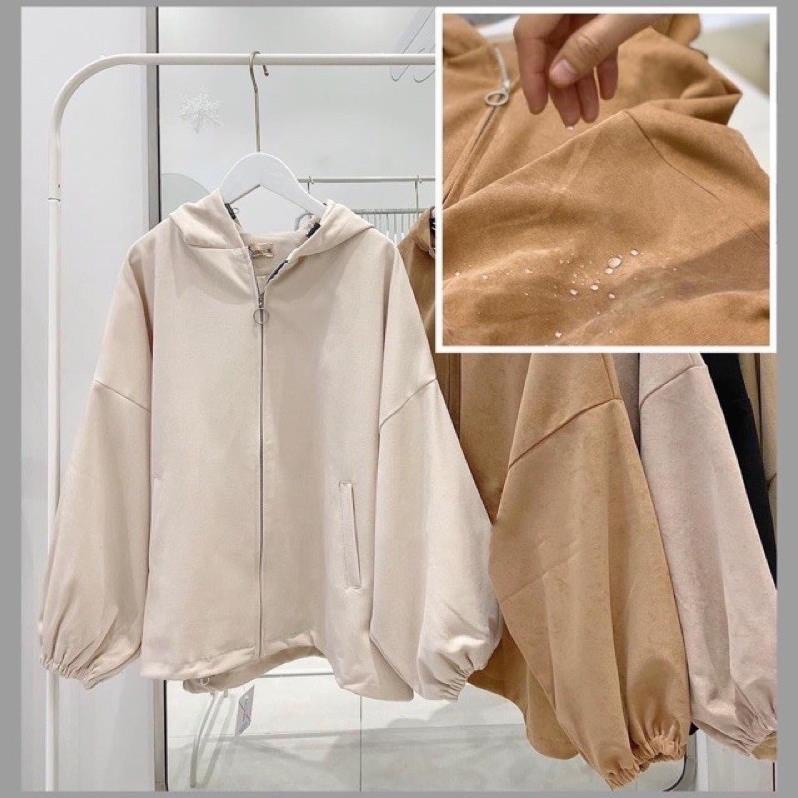 Áo nhung lì tay phồng có mũ dáng rộng, Áo khoác nhung lì kéo khóa tay phồng | BigBuy360 - bigbuy360.vn