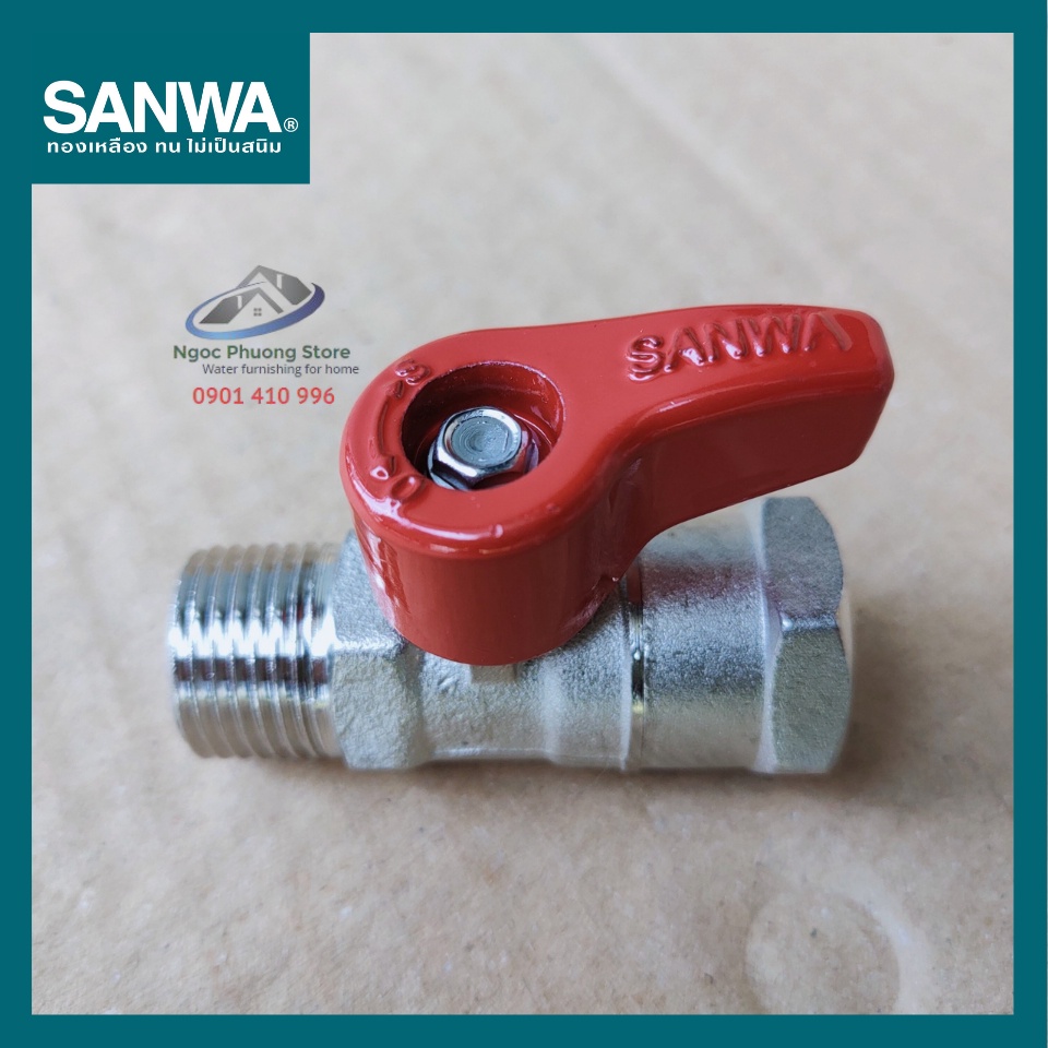 Van khóa, van bi Sanwa Thái Lan 1 ren trong ren ngoài 1/2"  BV15MF