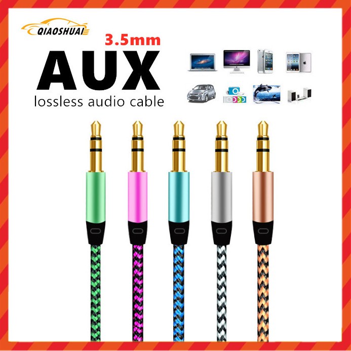 3.5mm braided audio cable, metal head 3.5mm male pair announcement cable, AUX car audio cable
