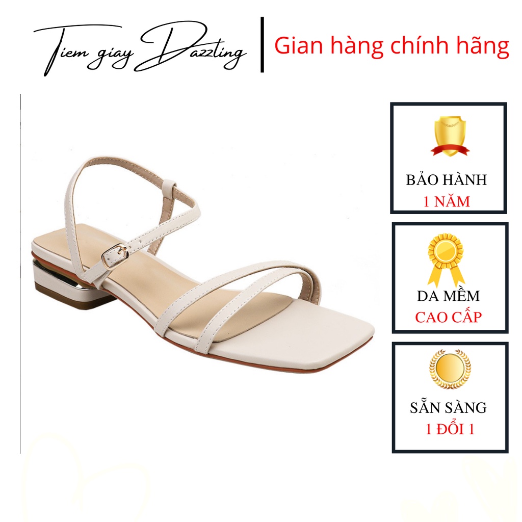 Sandal Cao Gót Nữ Quai Mảnh Đế Bằng Gót Vuông 3cm Mũi Vuông Thời Trang-tiemgiaydazzling DA732