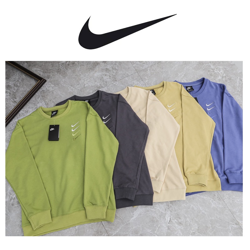 Nike Áo Nỉ 100% Chính Hãng Dáng Rộng Màu Trơn Thời Trang Dành Cho Nam Và Nữ