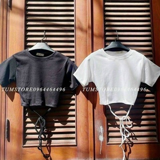 Áo croptop gân đan dây bụng