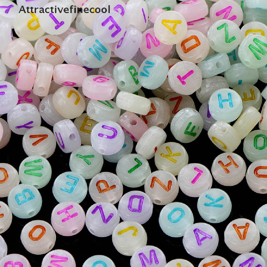 Bộ 100 Hạt Nhựa Acrylic Phát Quang Hình Chữ Cái Và Số