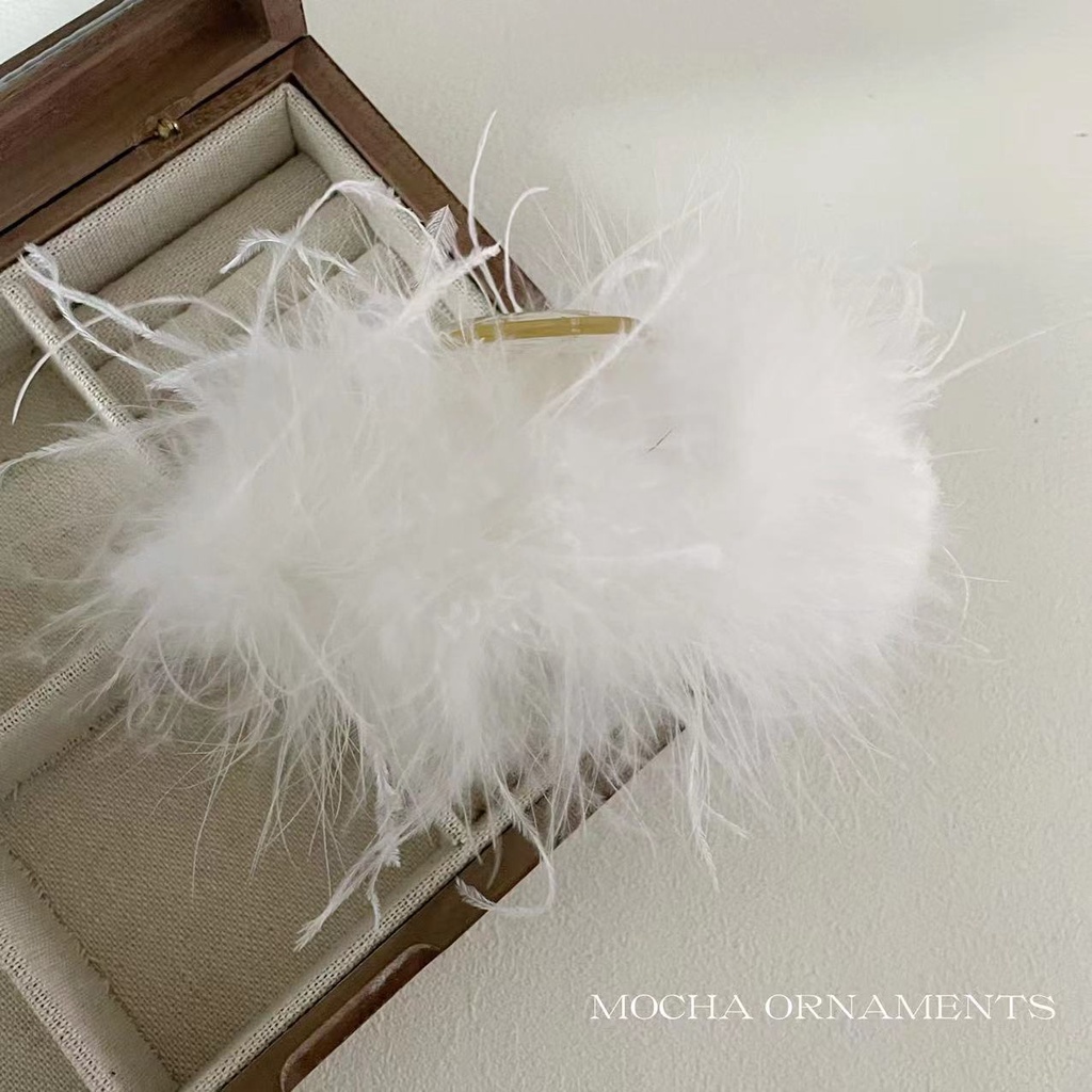 Kẹp tóc Haimeikang phối lông đà điểu thời trang ấn tượng