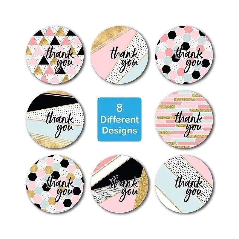 1 Cuộn (500 Miếng) Hình Dán Tròn &quot;Thank You&quot; Dùng Gói Quà