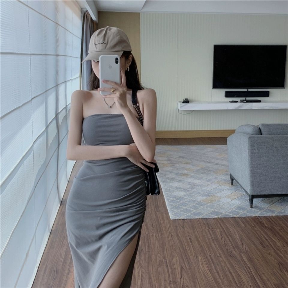 COZOK Đầm Trễ Vai Dáng Dài Thiết Kế Xẻ Tà Quyến Rũ